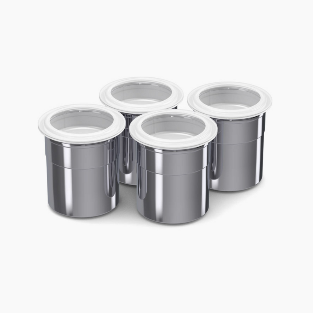 Mousse Chef Chrome-Steel Cups, Polished Finish, With Cap (Set of 4)